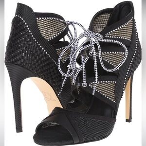 GX by Gwen Stefani Raffael Black Open Toe Heels Women’s 8.5 4” Sandals